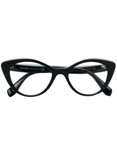 Miu Miu Cat Eye Logo Glasses In Black
