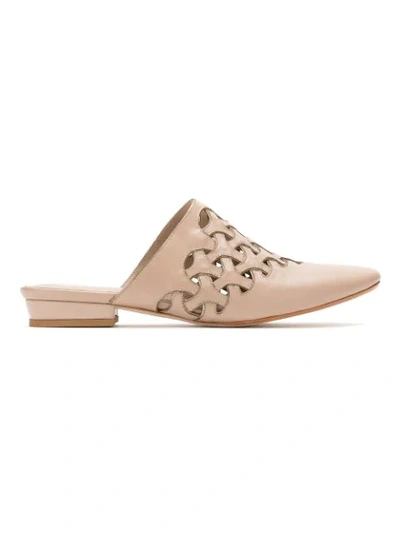 Sarah Chofakian Leather Mules In Neutrals