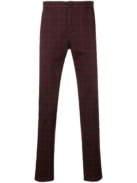 Department 5 Checked Slim-fit Trousers In Red | ModeSens