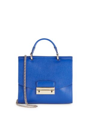Furla Julia Leather Chainlink Crossbody Handbag In Blue Laguna | ModeSens