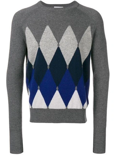 Ballantyne Argyle Pattern Jumper In Grey