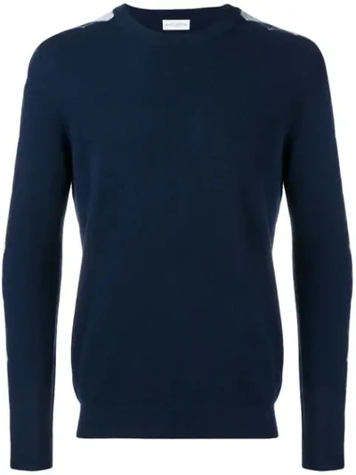 Ballantyne Argyle Pattern Sleeve Jumper In Blue