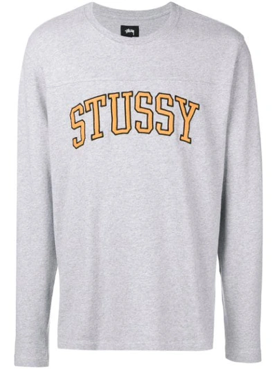 Stussy Kent Football Longsleeved T-shirt In Grey