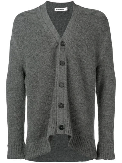 Jil Sander Boxy Buttoned Cardigan In Grey