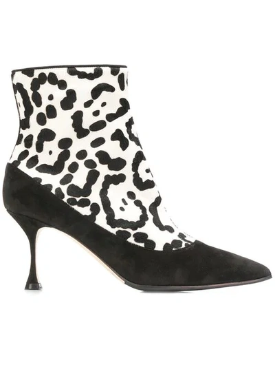 Manolo Blahnik Cheetah Printed Boots In Black