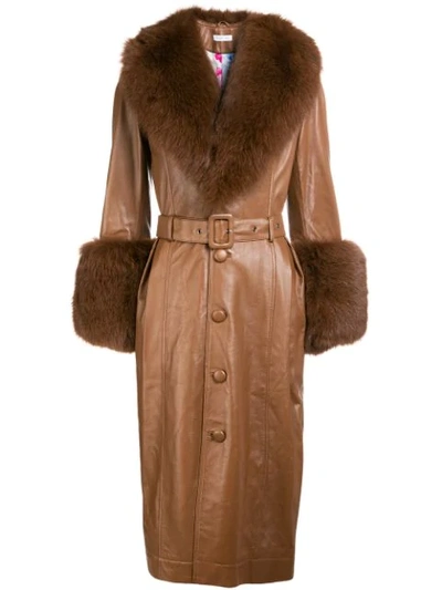 Saks Potts Foxy Brown Fur-trimmed Leather Coat