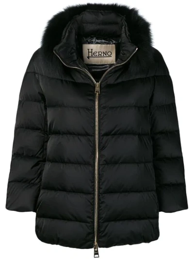 Herno Fur Collar Puffer Jacket - Black
