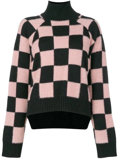 Versus Checkered Roll-neck Sweater - Black
