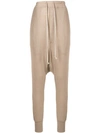 Rick Owens Drop-crotch Track Pants In Neutrals