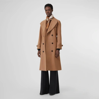 Burberry Herringbone Wool Cashmere Blend Trench Coat In Camel ModeSens