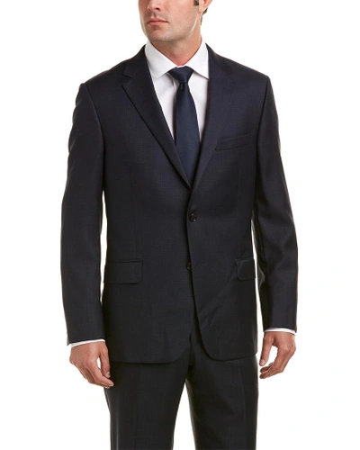 Hickey Freeman Wool Suit With Flat Front Pant In Blue