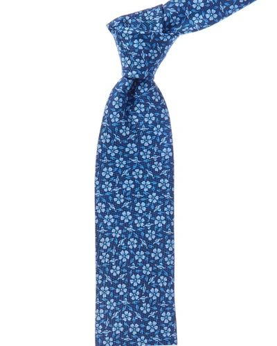 Canali Blue Floral Silk Tie