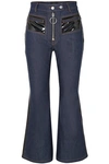 Ellery Pedestrian Cropped Pvc-trimmed Flared Jeans In Indigo