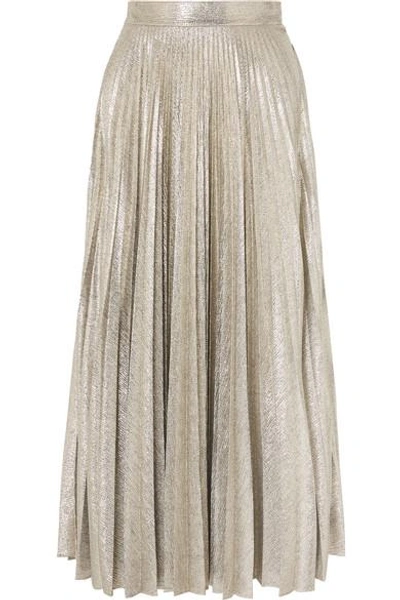 Emilia Wickstead Sunshine Pleated Stretch-lurex Midi Skirt In Silver
