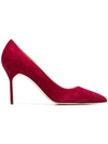 Manolo Blahnik Pointed Toe Pumps  In Red
