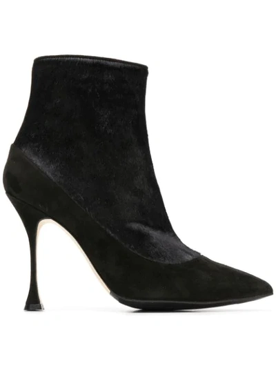 Manolo Blahnik High Ankle Boots In Black