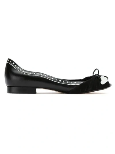 Sarah Chofakian Panelled Leather Ballerinas In Black