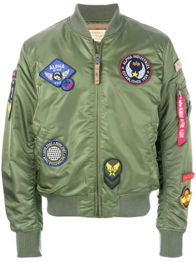 Alpha Industries Multi Patch Bomber In Sage Green