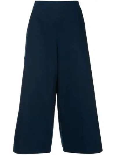 Delpozo Pleated Cropped Trousers In Blue