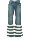 Tu Es Mon Tresor Tu Es Mon Trésor Striped Faux Fur Flared Jeans - Blue