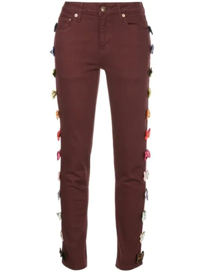 Tu Es Mon Tresor Bow Embellished Cropped Jeans In Red