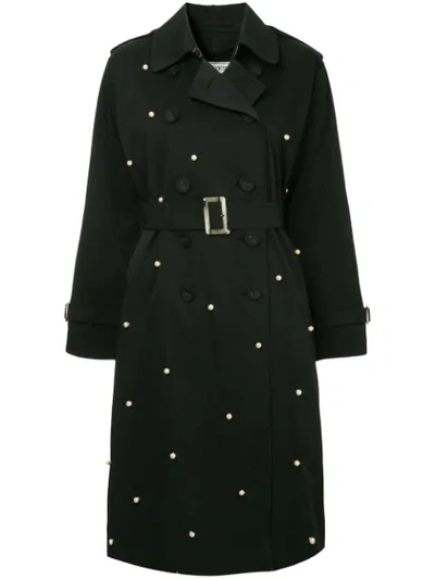 Tu Es Mon Tresor Dot Pearl Trench Coat In Black