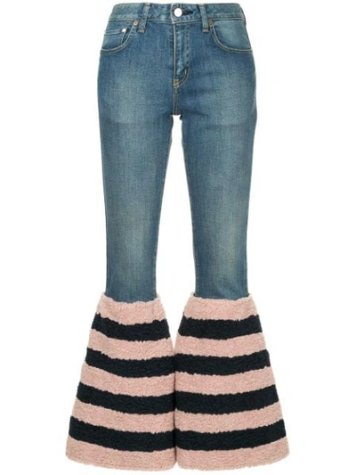 Tu Es Mon Tresor Tu Es Mon Trésor Striped Flared Edge Jeans - Blue