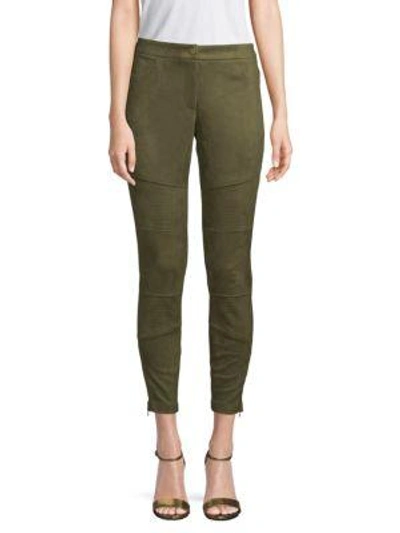 Laundry By Shelli Segal Faux-suede Moto Skinny Pants In Green