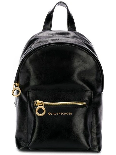 L'autre Chose Embossed Logo Backpack - Black
