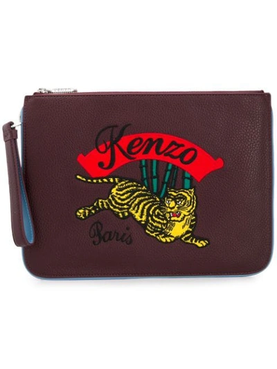 Kenzo Embroidered Clutch In Pink