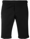 Thom Browne Seamed Elastic Stripe Skinny Wool Shorts - Black