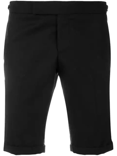 Thom Browne Seamed Elastic Stripe Skinny Wool Shorts - Black