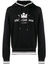 Dolce & Gabbana Hooded Logo Sweatshirt In Black