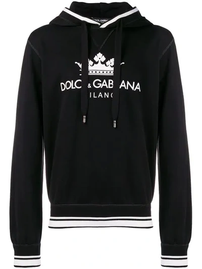 Dolce & Gabbana Hooded Logo Sweatshirt In Black