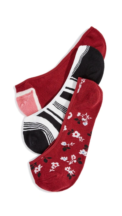 Kate Spade Camellia Liner Sock Three Pack In Red