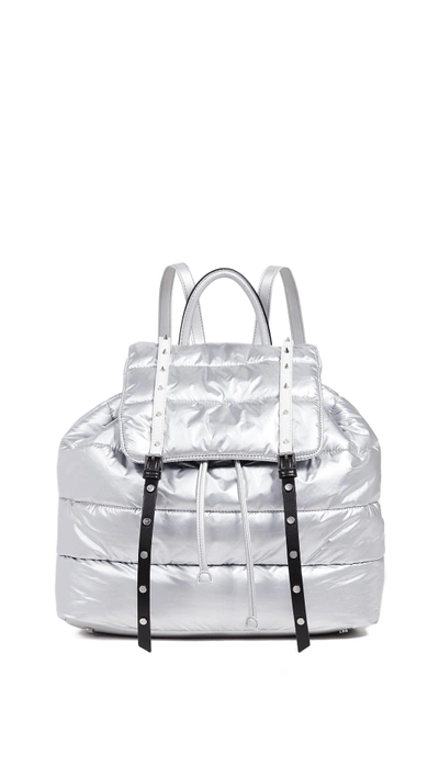 Sam Edelman Branwen Flap Backpack In Silver/black