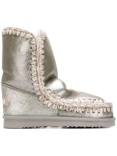 Mou Whipstitched Ankle Boots In Grey