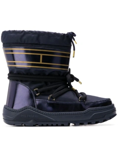 Tommy Hilfiger Pvc Trim Snow Boots In Blue