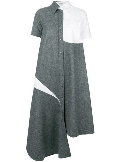 Thom Browne Flannel Shirt Dress In Grey