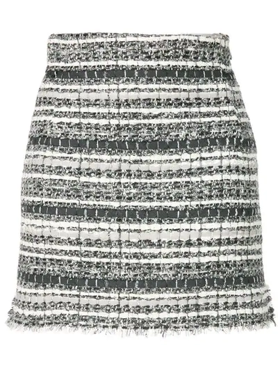 Thom Browne Banker Stripe Lace Ribbon Mini Skirt In 035medium Grey