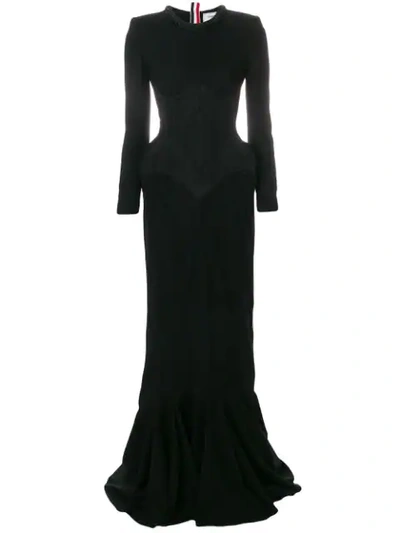 Thom Browne Wool Crepe Anatomical Hip Pad Dress In Black