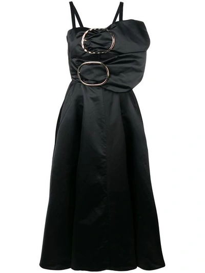 Nina Ricci Buckled Fit And Flare Midi Dress - Black