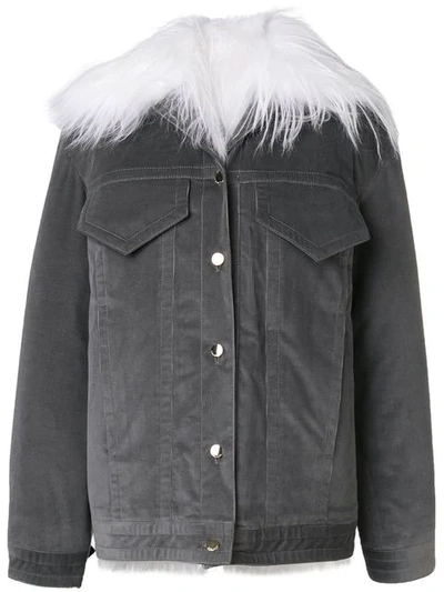 Nina Ricci Contrast Collar Cord Jacket - Grey