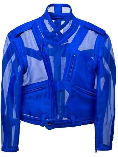 Maison Margiela Transparent Biker Jacket In Blue
