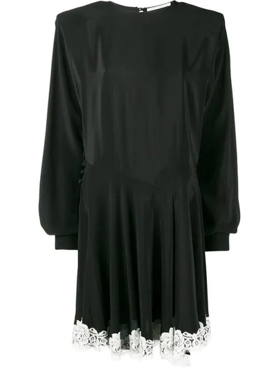 Alessandra Rich Lace Trim Shift Dress In Black