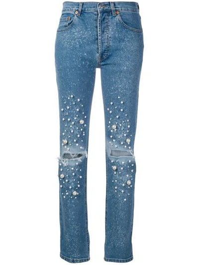 Forte Dei Marmi Couture Embellished Straight-leg Jeans In Blue