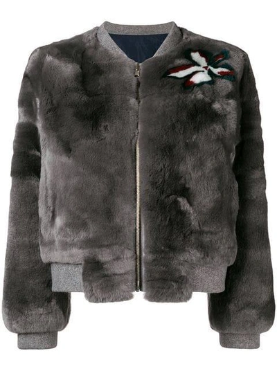 Liska Fur Bomber Jacket In Grey