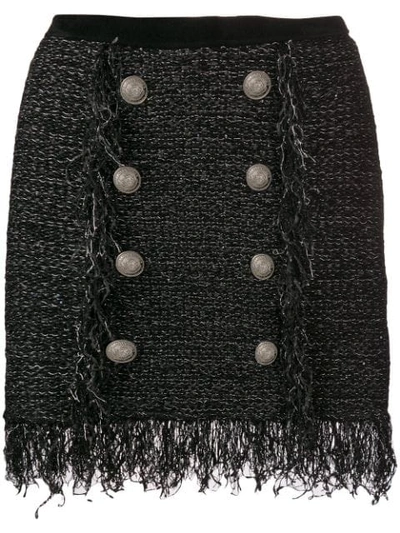 Balmain Tweed Mini Skirt - Black