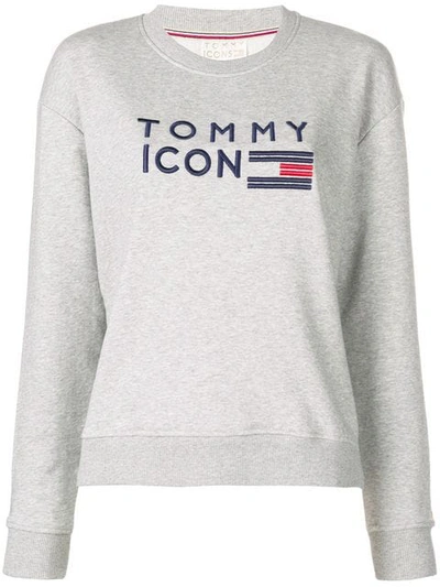 Tommy Hilfiger Tommy Icons Embroidered Sweatshirt In Grey