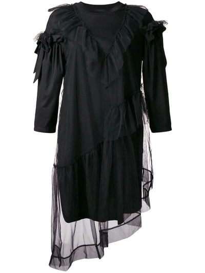 Simone Rocha Black Ruffle Tulle Tshirt Dress